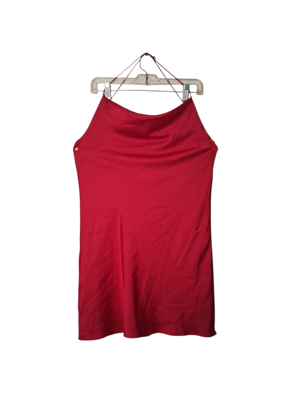 Shein Women's Size M Red Satin Cowl Neck Slip Dress Mini